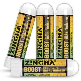Z!NGHA Natural Aromatherapy Nasal Stick Boost Focus & Enhance Breathing | Portable Sinus Relief & Relaxation Nasal Inhaler Stick | Essential Oil Blend for Stress and Congestion (Boost)