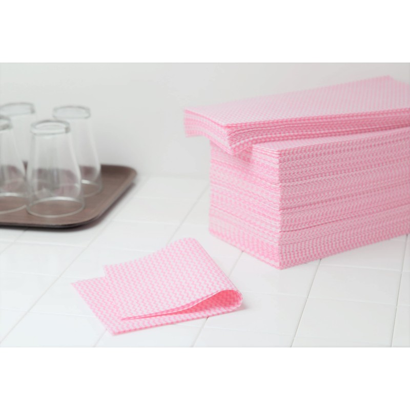 Antimicrobial Counter Cloths, 100 Pieces, Pink