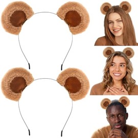 DaliDali - Diadema móvil de oso café con orejas ajustables, diadema de oso para adultos para maquillaje y lavado facial para mujeres