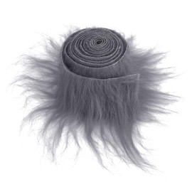 Plush Precut Strips Faux Fur 5 x 180 cm Faux Fur Crafts Sold by the Metre Fur Fabric Fluffy Plush Craft Fur for Gnome Beard Santa Claus Hair Gnome Cosplay DIY Craft Decoration (Grey)