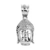 Sideways Crosses 925 Sterling Silver Textured Buddha Head Pendant Necklace,