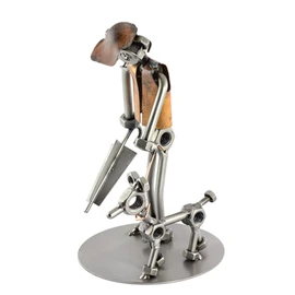 Steelman24 I Nuts and bolts sculpture Me And My Dog With Personal Engraving I Handmade ornaments I I Metal figurine