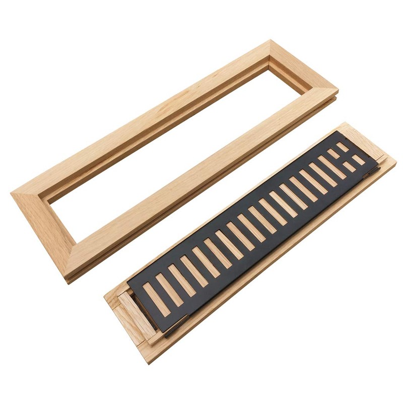 Homewell White Oak Wood Floor Register Vent Cover, Flush Mount