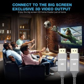 Snowkids 4K HDMI Cable 7.5m, HD High-Speed Lead ARC HDR10 HDCP 2.2/2.3 Dolby 3D, Compatible with Projector HDTV X box