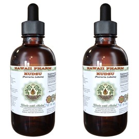 Kudzu Alcohol-Free Liquid Extract, Organic Kudzu (Pueraria lobata) Dried Root Glycerite Hawaii Pharm Natural Herbal Supplement 2x2 oz