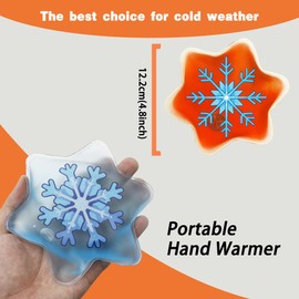 Reusable Snap-Click Hand Warmers 4 Pack - Long Lasting Gel Heat Packs for Winter, Outdoor Sports (Hexagon Design) - Cold Weather Essentials