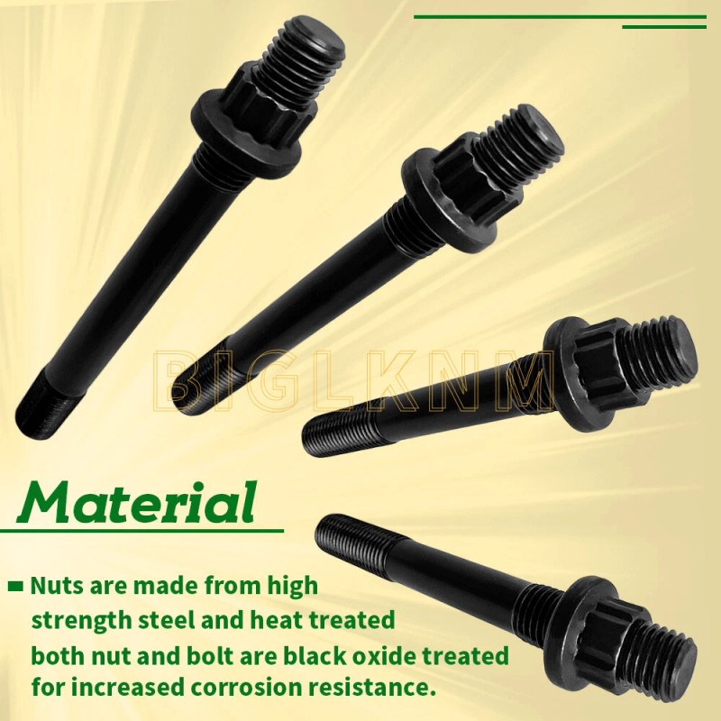 JINFANNIBI Cylinder Head Studs Nut Kit Stronger Heavy Duty fit