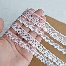 10mm/13mm/18mm Tiny White Nylon Lace Trim, Doll Clothes Lace Trim, Soft and Thin, Sewing Craft Supplies, Perfect for Doll Clothes (2 Yards)