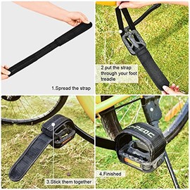 Pedales de Bicicleta, Correa autoadhesiva Ajustable con Material de poliéster cómodo y Duradero para Carretera, montaña, Bicicletas Plegables