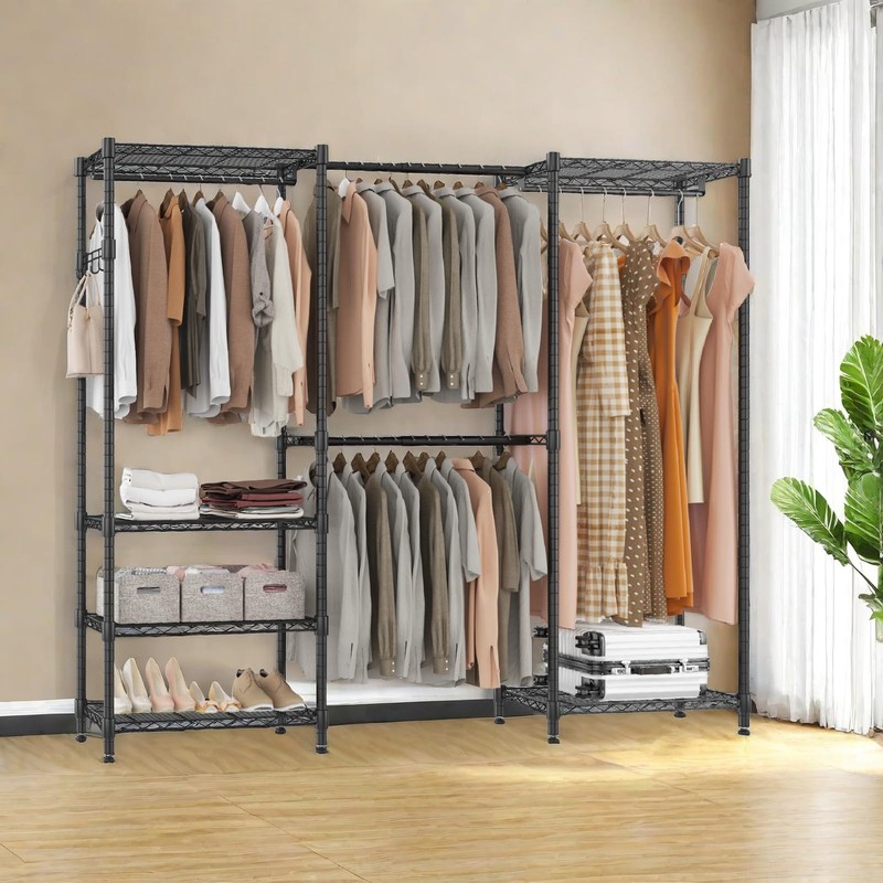 BATHWA Adjustable Heavy Duty Wardrobe Closet Organizer - Expandable Metal