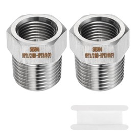 sourcing map 2pcs Stainless Steel Pipe Fitting 3/8" NPT Female x 1/2" NPT Male Reducer Hex Bushing Pipe Adapter Fittings Reducing Cast Pipe Connector for Water Oil Gas Tub
