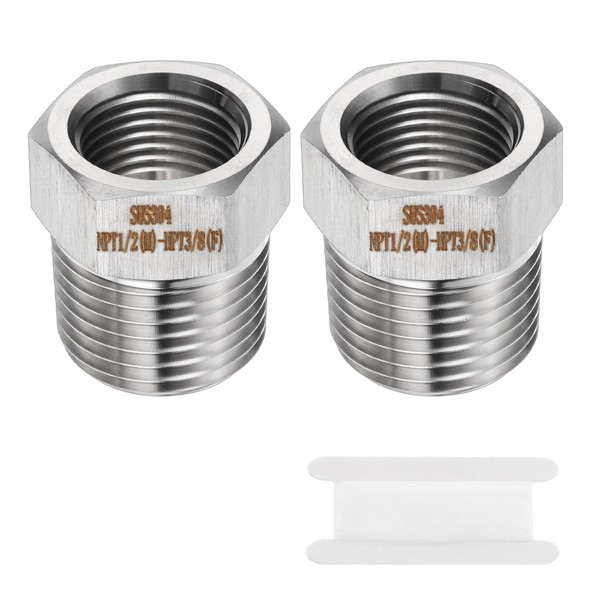 sourcing map 2pcs Stainless Steel Pipe Fitting 3/8" NPT Female