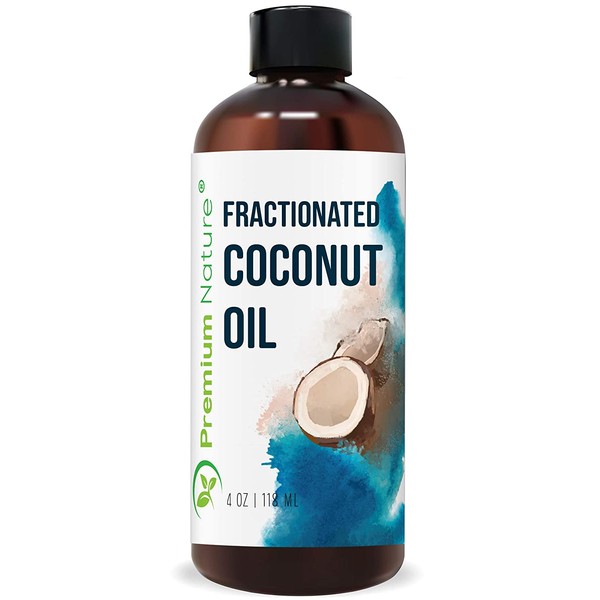 Fractionated Coconut Oil Massage Oil - Cold Pressed Pure MCT Oil Carrier Oil for Essential Oils Mixing Dry Skin Moisturizer Natural Carrier Baby Oil for Face Hair & Body Therapeutic Aromatherapy 4 oz