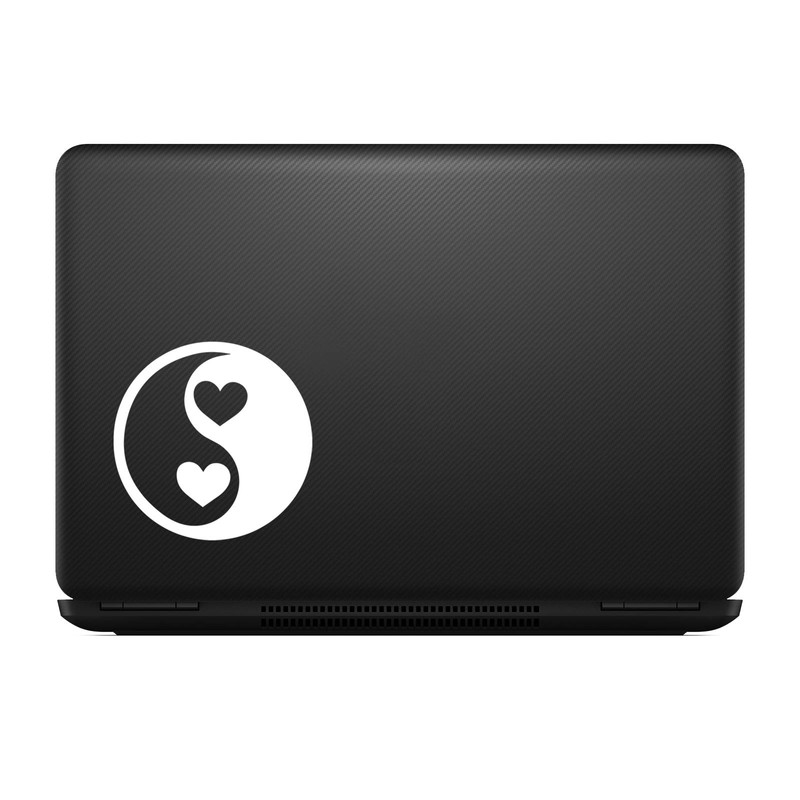 Yin Yang Hearts Sticker Decal Notebook Car Laptop 5.5" (White)