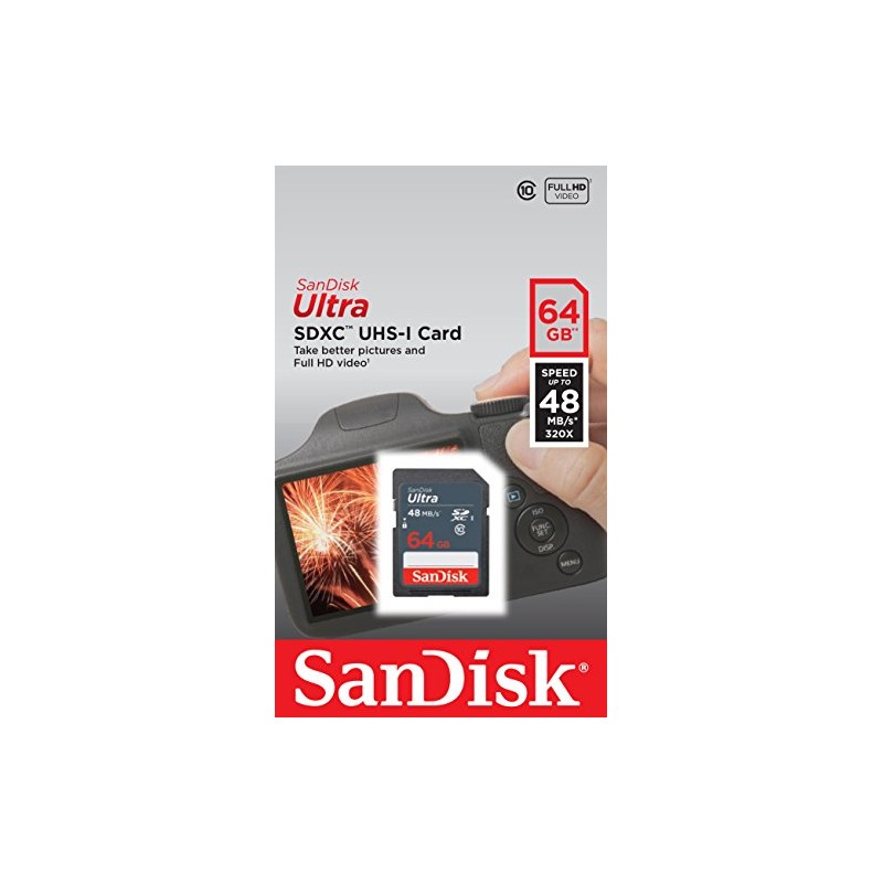 Sandisk 64GB Ultra SDXC Memory Card For Nikon D3100 Camera