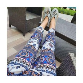 Travel Southeast Asia Rayon Elephant Pants Fashion Blue