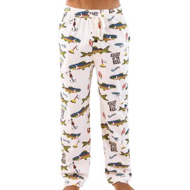 Lazy One Animal Pajama Pants For Men, Men's Separate Bottoms, Lounge Pants, Fishing, Outdoors (Asleep At The Reel, LARGE)