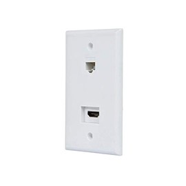 Monoprice Recessed HDMI Wall Plate, with 1 HDMI F/F Adapter & 1RJ45 Cat5e Coupler, White