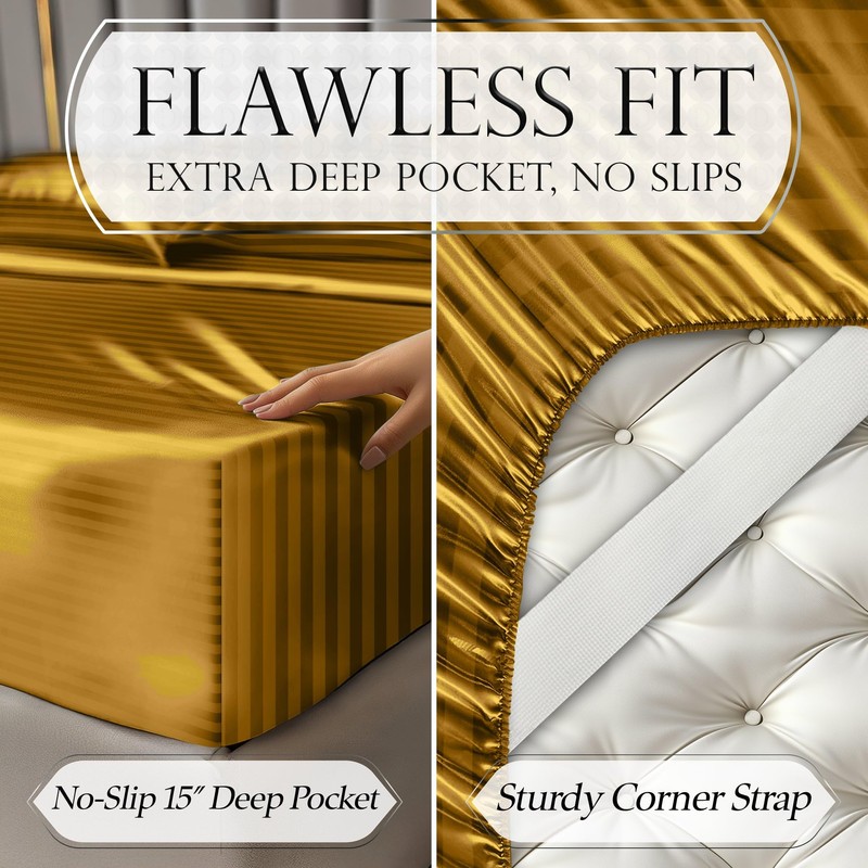 DECOLURE Satin Bed Sheets - 4 Piece Luxury Silky Twin