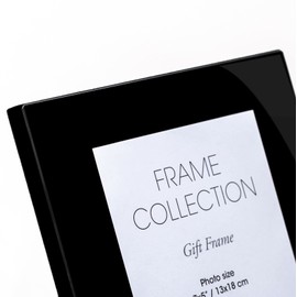 Kenro Modern Black Glass Photo Frame 8x6 inch / 15x20cm Landscape or Portrait - BG1520