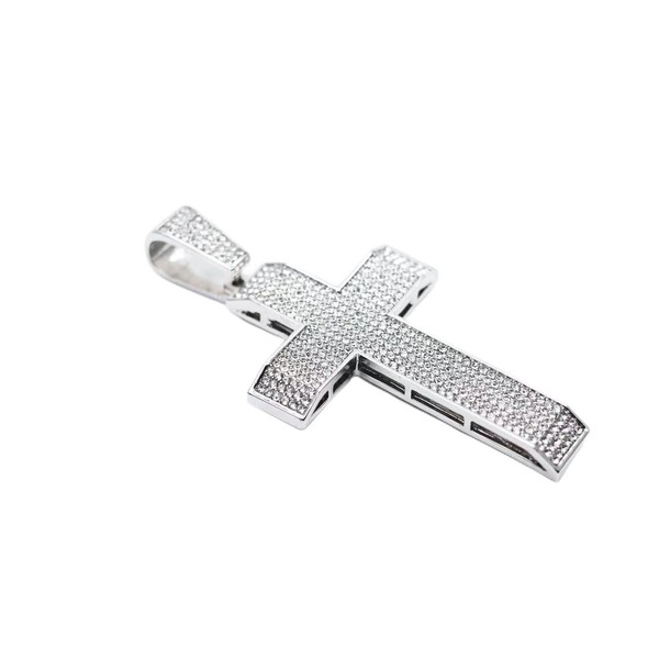 ilhuihui Men's Oversized Silver Cross Pendant Necklace - Thick Cuban