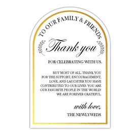 50PCS Wedding Thank You Place Setting Cards,Gold Foil Wedding Place Setting Cards for Wedding Table Reception Table Centerpieces, Wedding Decorations, Wedding Supply, Dinner Plates(4×6 Inch, semicircle)