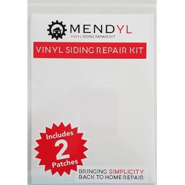 Mendyl Vinyl and Stucco Siding Repair Kit - Cover Any Cracks Holes or Blemishes - White Durable Self-Adhesive Paintable Vinyl Siding Patch Cut to Fit and Cover Any Cracks - 2 Patches