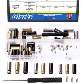 Glarks 37Pcs Screws Shoelace Aglets Tips Metal Aglets Set 36Pcs 13x3.5mm 16x4.5mm 18x5mm Shoelace Tips Cords End with Phillips Screwdriver for Sneakers, Hoodies, Bungee Cords, Laces