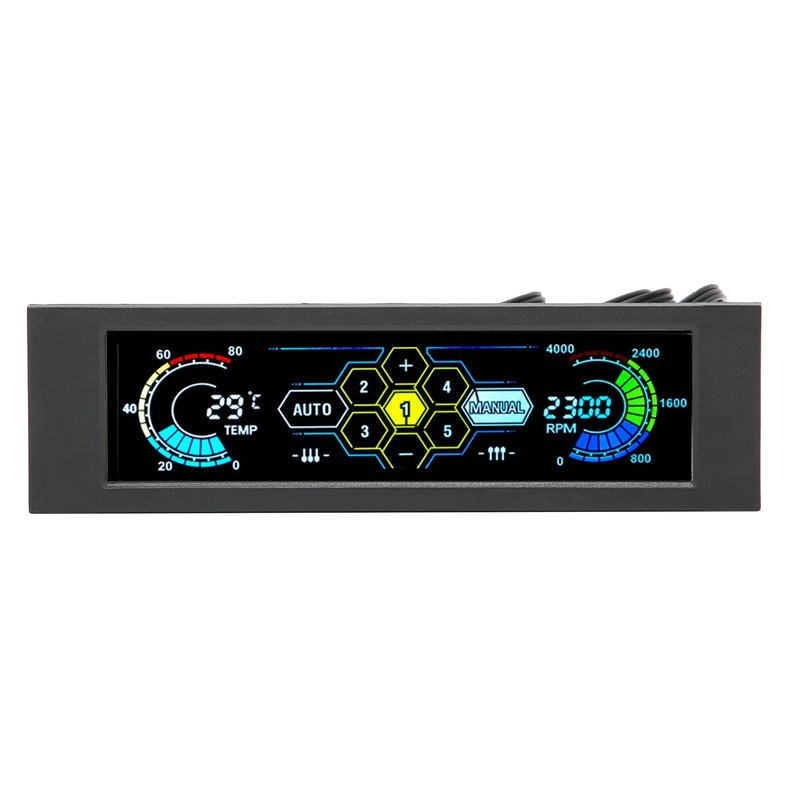 Computer Temp Monitor PVC Lens Panel Display 5 Sets Fan