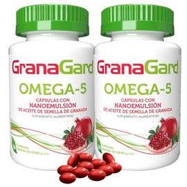 Duo Pack GranaGard Omega 5 30 cáps. con Nanotecnología. Cápsulas de aceite de semilla de granada. Antioxidante natural potenciado por la nanotecnologí