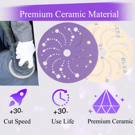 6 Inch Sanding Discs 25PCS Ceramic Hook and Loop Orbital Sander Sandpaper 220 Grit Multi-Hole Pattern Abrasive Sanding Disc for Random Orbital Sander