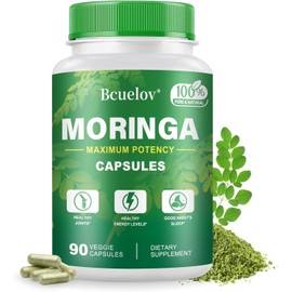 Moringa Capsules | 800mg Pure Moringa Powder Capsules – Supports Energy, Skin & Gut Health, Immune System – Green Superfood with Vitamins & Amino Acids (90 Caps)