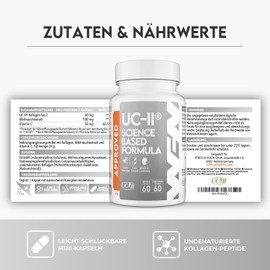 WFN Approved UC-II - Undenatured Collagen Type 2 High Dose - 60 Capsules - Joint Complex with UC II Collagen, Vitamin C & Boswellia Serrata - Produced in Germany - Externally Laboratory Tested