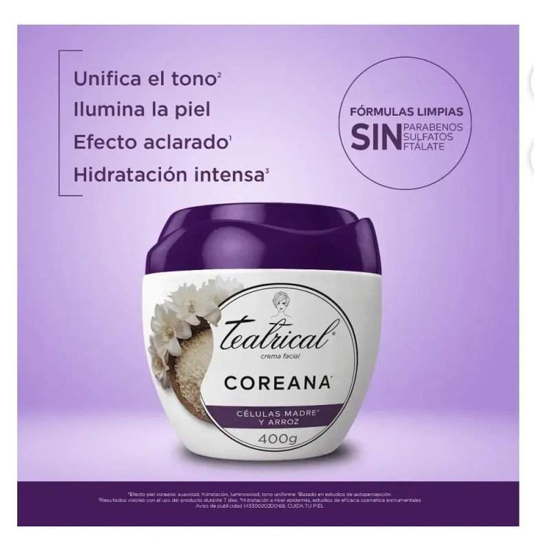 Teatrical Efecto Coreano Con Extracto De Arroz Tarro 400ml