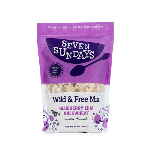 Seven Sundays Wild & Free Blueberry Chia Muesli Cereal {12 oz. pouch, 1 Count} | Gluten Free Certified | Non GMO | No Refined Sugar | Kosher