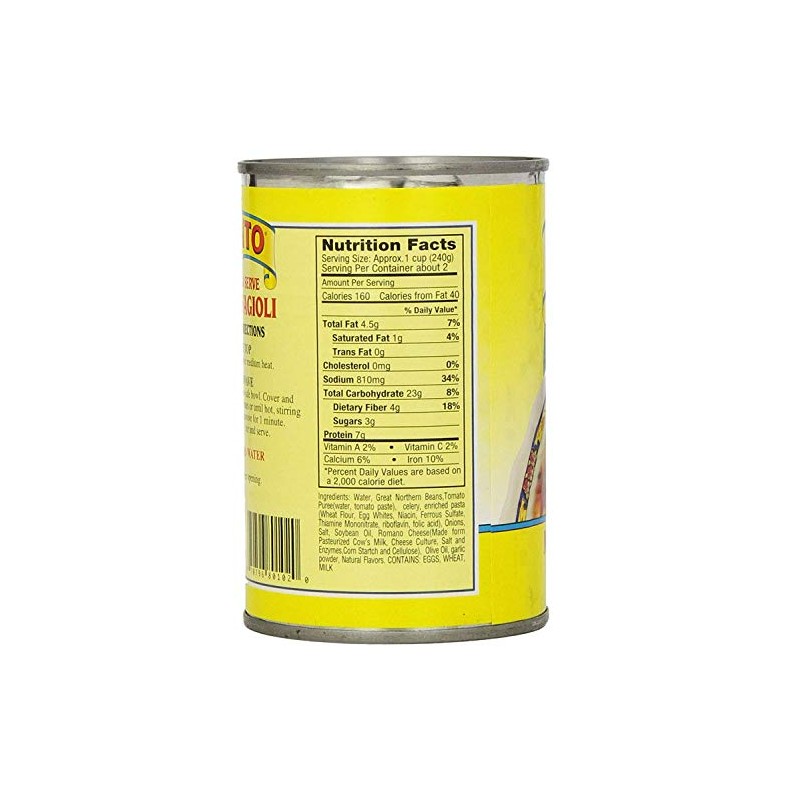 Cento Macaroni and Bean Pasta Fabioli, 15 Ounce Cans (Pack