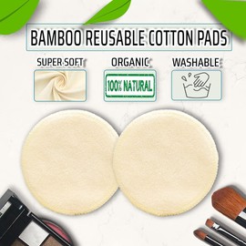 Lorandos Washable Make-Up Pads (20 Pieces with Washable Mesh Bag) Environmentally Friendly Organic Bamboo Cotton Reusable Cotton Pads with Round Storage Box - Suitable for All Skin Types