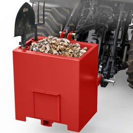 AUTOSAVER88 3 Point Hitch Ballast Box with 2" Receiver, Tractor Weight Box Fits for Category 1, 800lbs, Loading 5.3 Cu.ft.,Red