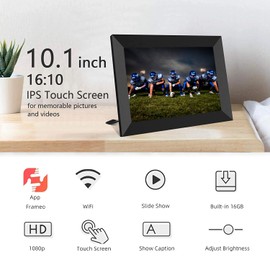 Zedify 10.1 inch Smart Cloud WIFI Digital Picture Frame 1280x800 Full IPS Touchscreen With Free Frameo APP, Easy Share Photos or Videos, Sleep Mode, 16GB Storage, Gift for Family & Friends