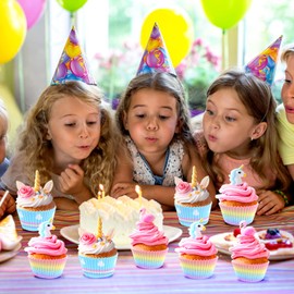 ASTARON Pack of 200 Unicorn Muffin Cases Paper for Unicorn Party, Cupcake Baking Paper Cases Rainbow Cupcake Liners for Decorations Girls Children Birthday Accessories (Gradient Colour and Blue)