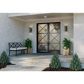 Outdoor 6 in. LED Square Cast Aluminum Modern Cylinder with Up and Down Light Wall Lantern Antique Bronze