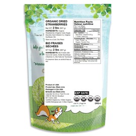 Organic Dried Strawberries, 2 Pounds - Non-GMO, Kosher, Sweetened, Unsulfured, Vegan, Bulk, Product of the USA