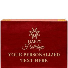 Crown Awards Happy Holidays Rosewood Humidor Gift, Customize with Your Own Text Engraving Prime