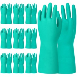 Beieverluck 10 Pairs Chemical Resistant Nitrile Gloves Reusable Heavy Duty Safety Work Gloves 12.6" Long Rubber Gloves for Acid Alkali Oil Protection and Industrial Use Household, X-Large