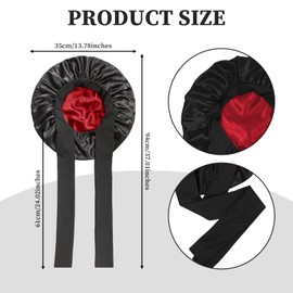 YueJieSelected Silk Bonnet Sleep Cap, Silk Bonnet Sleep Cap, Silk Satin Hair Cap for Night, Sleep Cap Hair Protect Cap Silk Hood for Sleeping (1 Light Powder), black red, 58