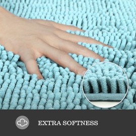 Yeaban Baby Blue Bathroom Rugs – Thick Chenille Bath Mats | Absorbent and Washable Bath Rug Non-Slip, Plush Rugs for Bathroom, Kitchen, Shower, Sink(24" x 36")