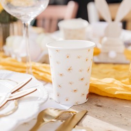 Luck and Luck 8 Daisy Flower Paper Cups, Daisy Party Tableware, Floral Disposable Cups, Afternoon Tea Party Cups, Girls Birthday Cups