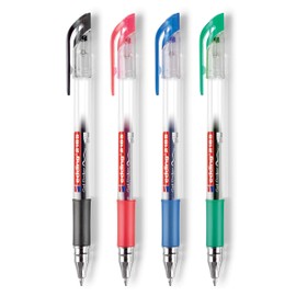 Edding 2185 Gel Rollerball Pens (Standard Colours), 7 Pieces, 0.7 mm, Black, Red, Green, Blue (Office Set) + Set of 3 Metallic colours - Gold, Silver, Copper
