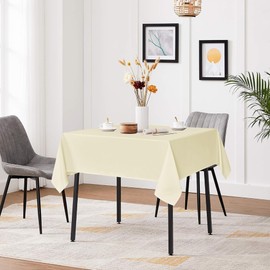 sancua Square Tablecloths 54x54 Inch - Beige Fabric Table Cloth for Square or Round Tables, Washable Polyester Table Cover for Dinner, Holiday Party, Decorative Display Tables