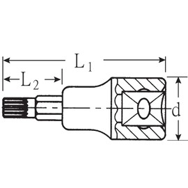 Stabilay Tris Square Socket 54X-M14, Insertion Angle: 0.5 x Total Length: 2.4 inches (60 mm), 1 piece